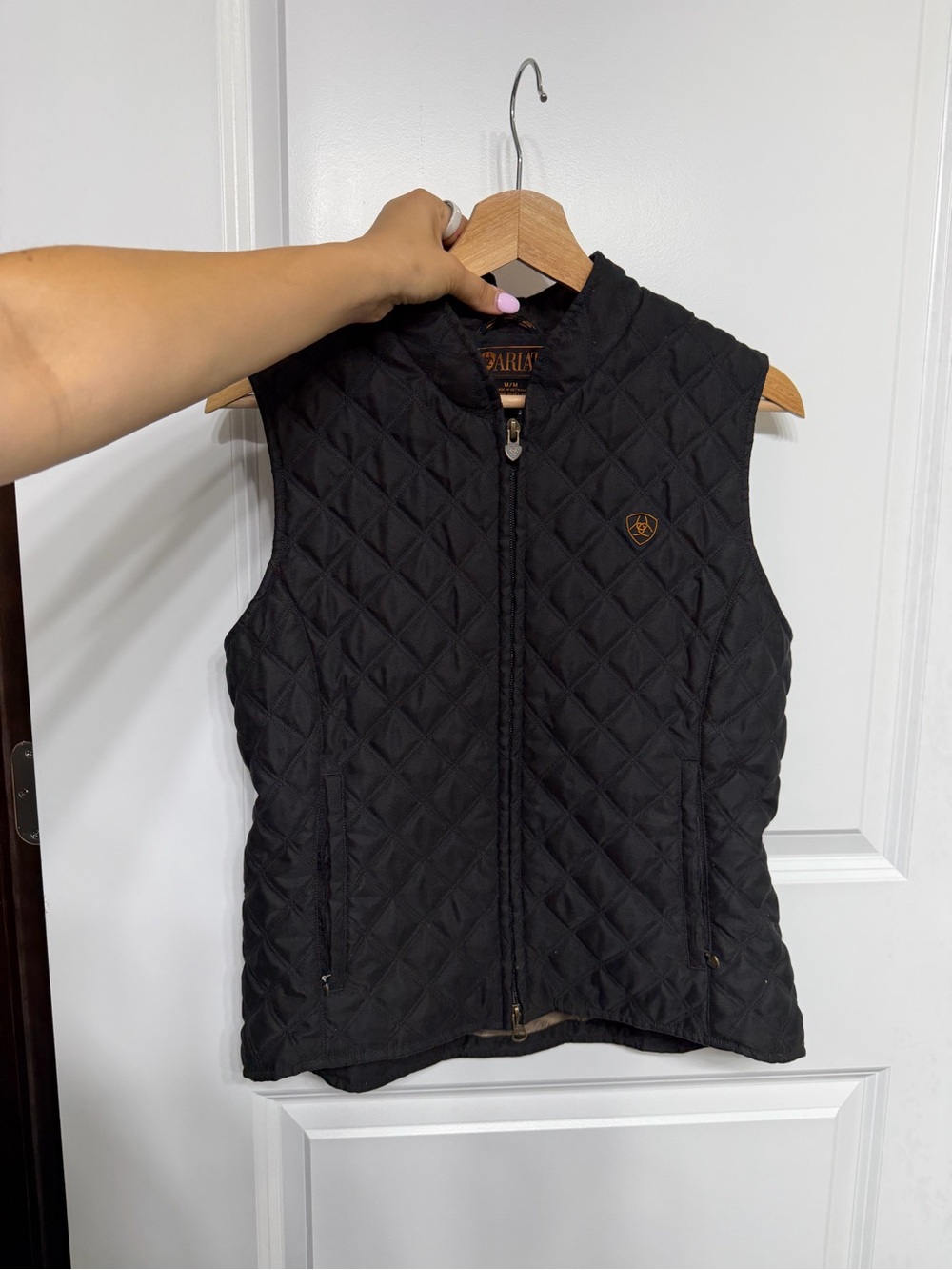 Ariat Black Quilted Sleeveless Vest with Logo
